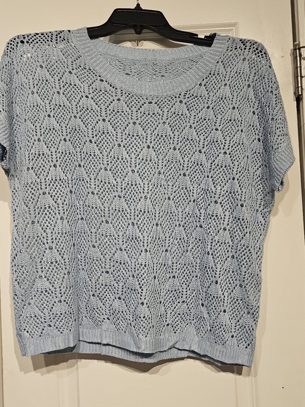Light Blue Knit Short Sleeve Sweater